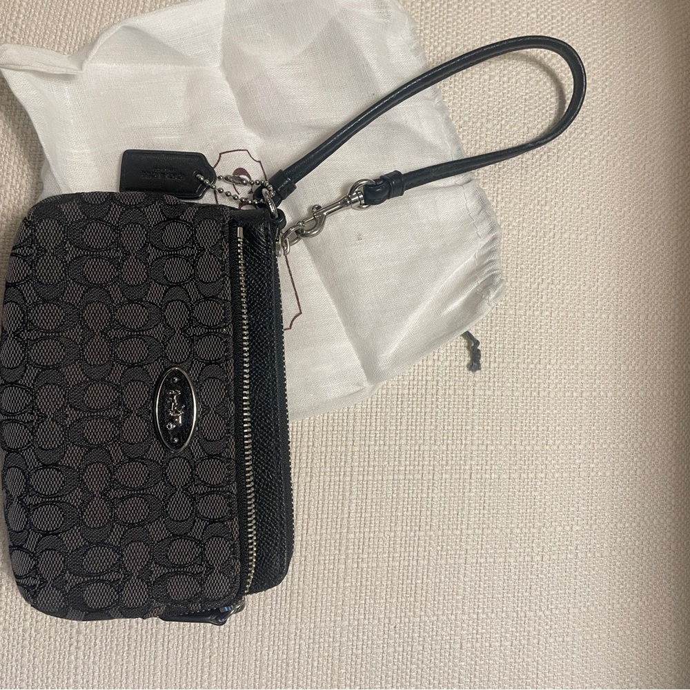 Coach Black and Gray Wristlet Clutch
